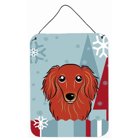 Carolines Treasures Winter Holiday Longhair Red Dachshund Wall and Door Hanging Prints BB1710DS1216
